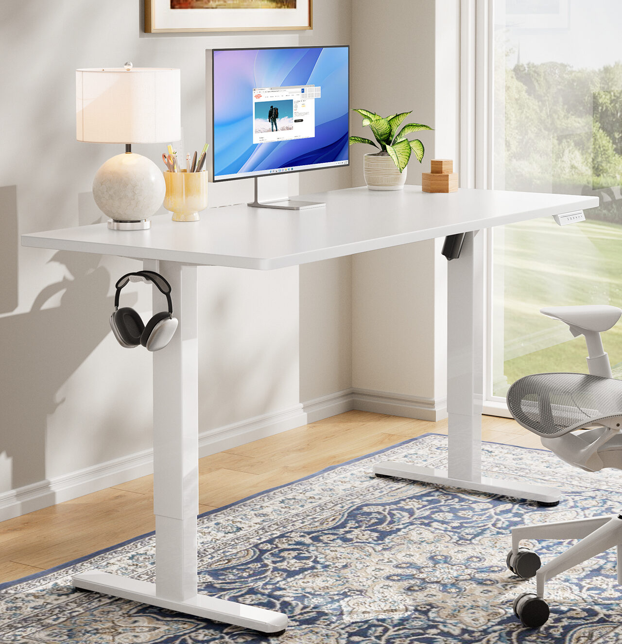 שולחן ארגונומי מתכוונן HUANUO Flow לבן